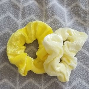 Canary yellow velvet scrunchie set